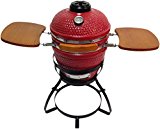 BEACON-Ceramic-Grill-Red-with-Side-Trays-Metal-Stand