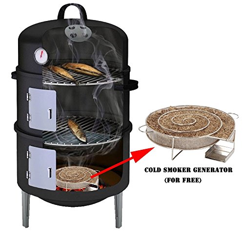 17-Black-Steel-Multi-functional-BBQ-Charcoal-Grill-Smoker-with-BBQ-Cooking-Accessories-Cold-Smoke-Generator-Meat-Smoking-Wood-Chips