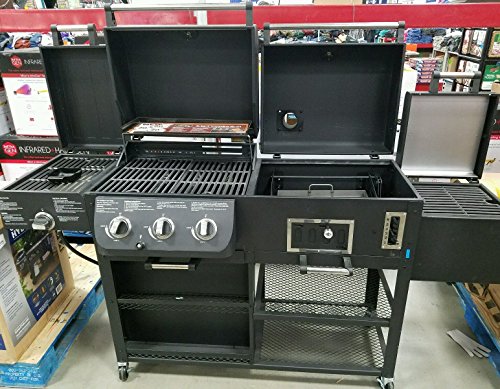 NEW-PRO-SERIES-SMOKE-HOLLOW-4-IN1-COMBO-GASCHARCOAL-3BURNER-GRILLMODELPS9900