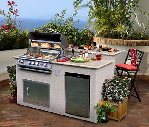 Cal-Flame-e6016-Outdoor-Kitchen-4-Burner-Barbecue-Grill-Island-With-Refrigerator