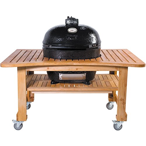 Primo-Ceramic-Charcoal-Smoker-Grill-On-Teak-Table-Oval-Xl