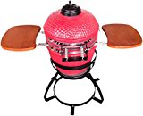BEACON-Ceramic-Grill-Red-with-Side-Trays-Metal-Stand